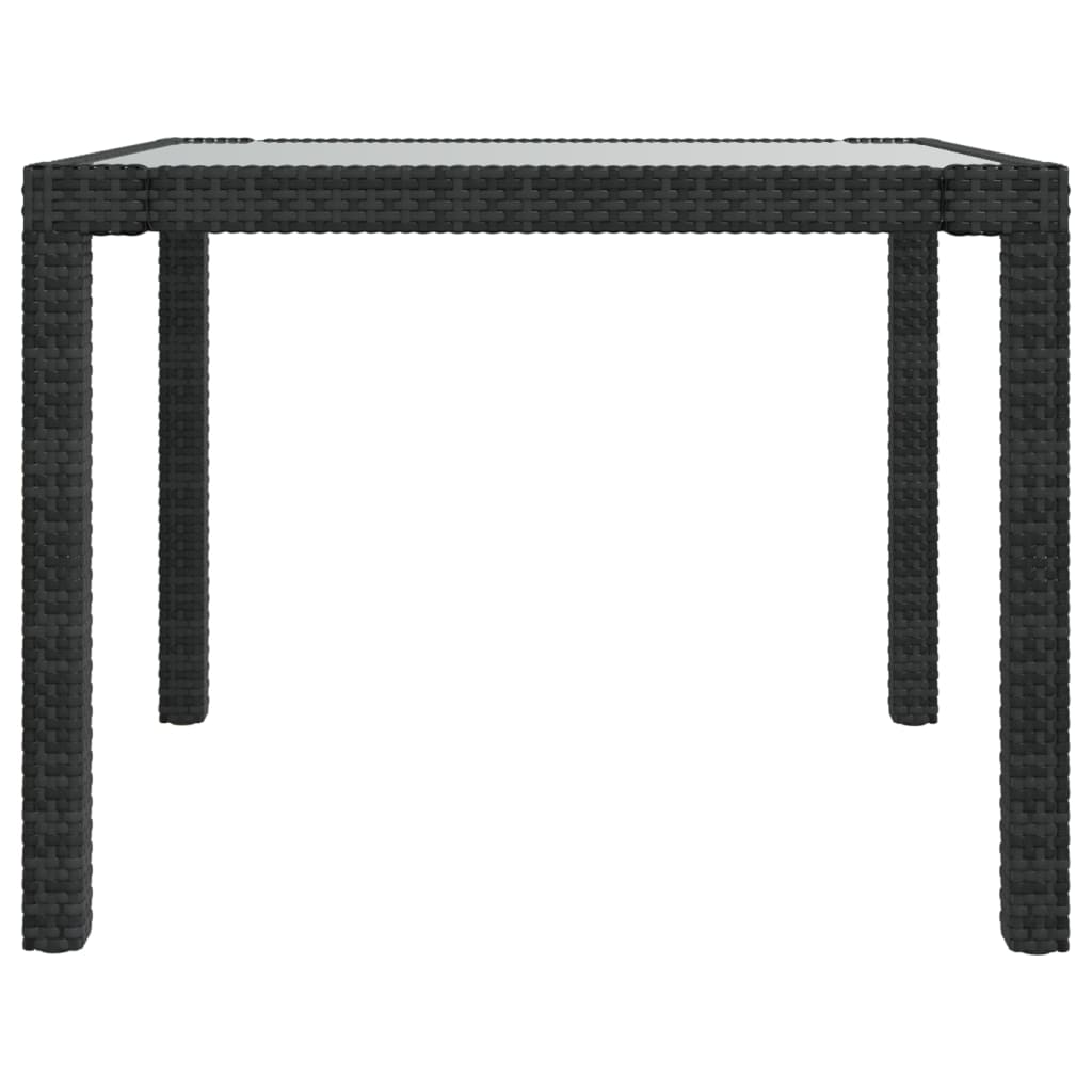 Tavolo Giardino 90x90x75 cm Vetro Temperato e Polyrattan Nero