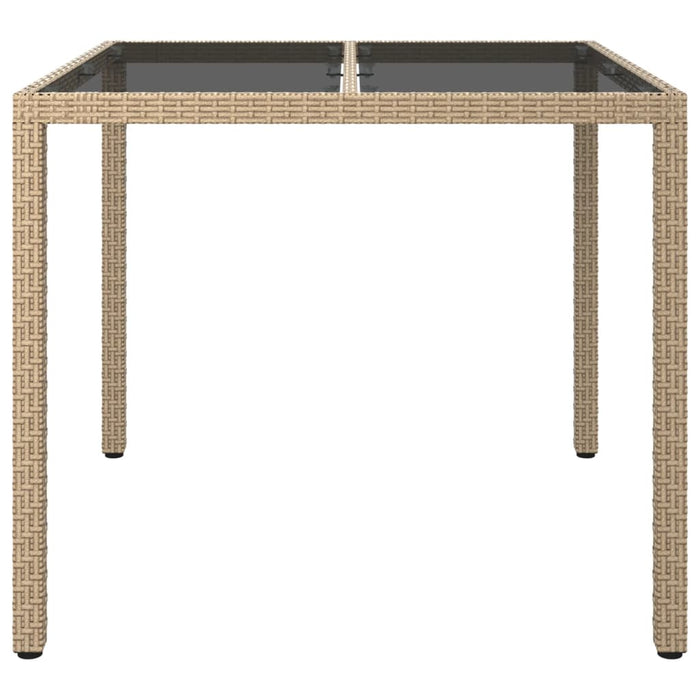 Tavolo Giardino 90x90x75 cm Vetro Temperato e Polyrattan Beige cod mxl 34207