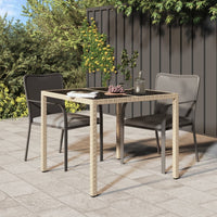 Tavolo Giardino 90x90x75 cm Vetro Temperato e Polyrattan Beige cod mxl 34207