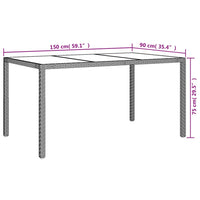 Tavolo Giardino 150x90x75cm Vetro Temperato Polyrattan Marrone 316704