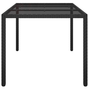 Tavolo Giardino 150x90x75 cm Vetro Temperato e Polyrattan Nero cod mxl 34158