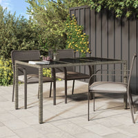 Tavolo Giardino 150x90x75cm Vetro Temperato e Polyrattan Grigio 316708