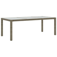 Tavolo Giardino Grigio 190x90x75 cm Vetro Temperato Polyrattan 316714