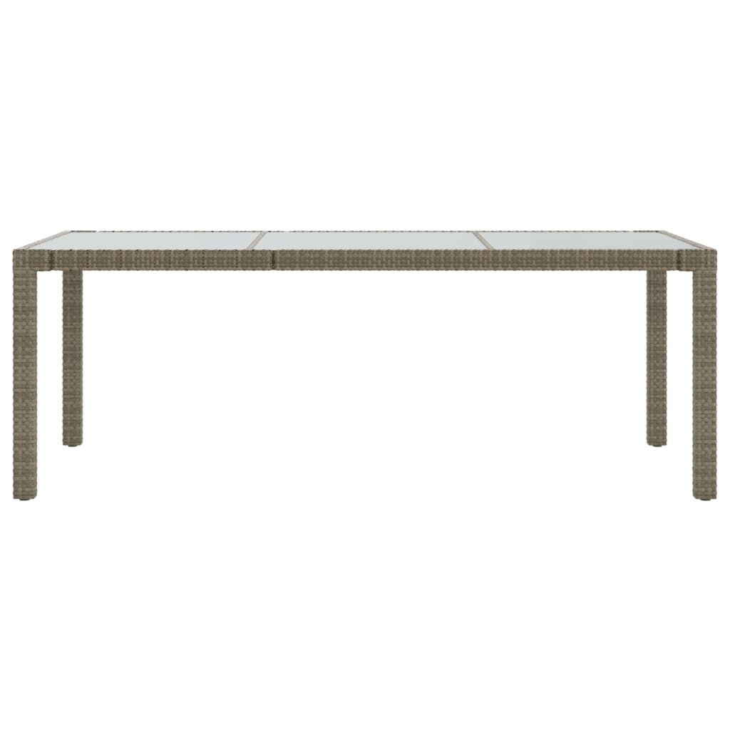 Tavolo Giardino Grigio 190x90x75 cm Vetro Temperato Polyrattan 316714