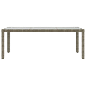 Tavolo Giardino Grigio 190x90x75 cm Vetro Temperato Polyrattan 316714