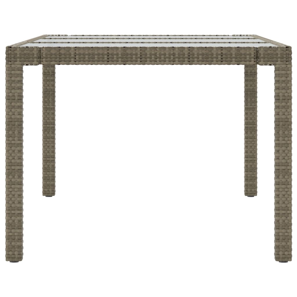 Tavolo Giardino Grigio 190x90x75 cm Vetro Temperato Polyrattan 316714