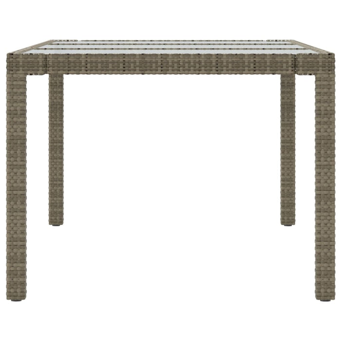 Tavolo Giardino Grigio 190x90x75 cm Vetro Temperato Polyrattan 316714