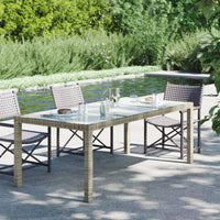 Tavolo Giardino Grigio 190x90x75 cm Vetro Temperato Polyrattan 316714