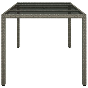 Tavolo Giardino Grigio 190x90x75 cm Vetro Temperato Polyrattan 