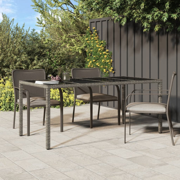 Tavolo Giardino Grigio 190x90x75 cm Vetro Temperato Polyrattan 