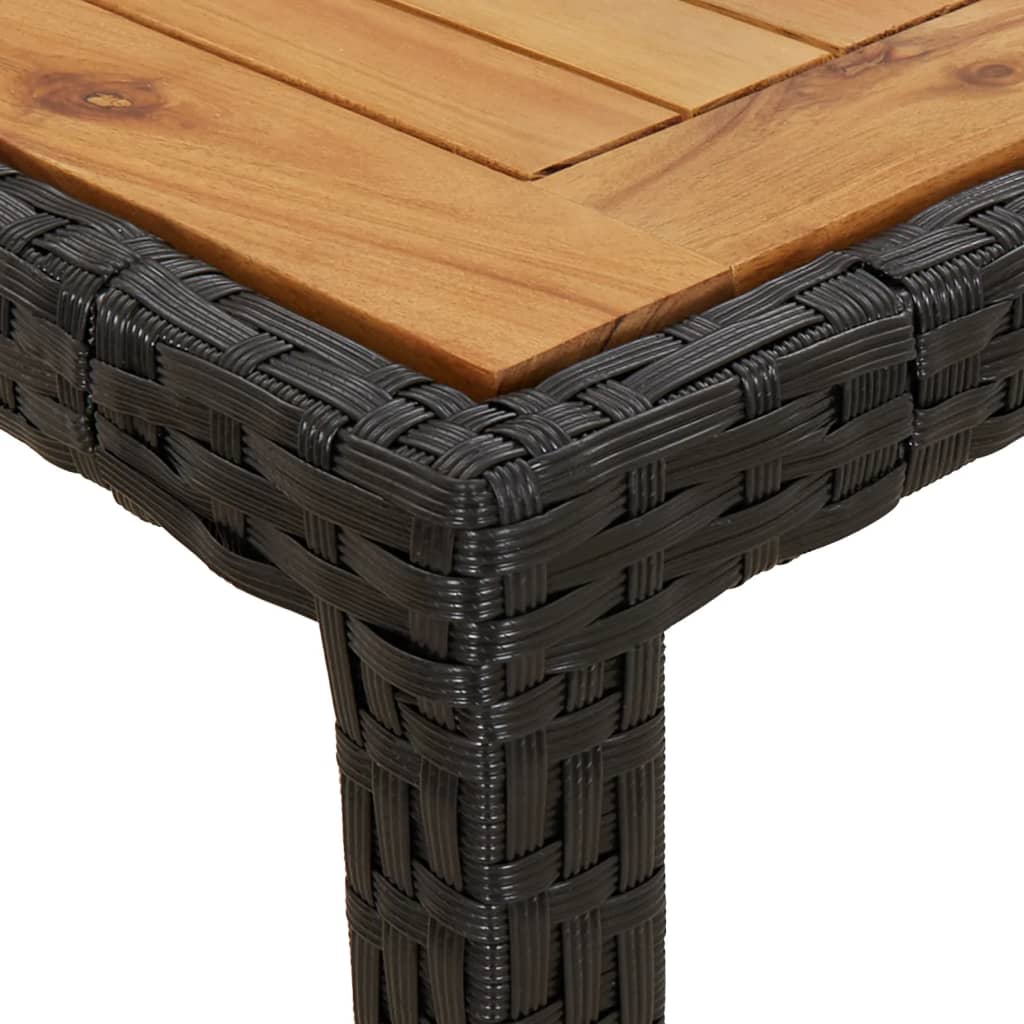 Tavolo da Giardino 150x90x75 cm Polyrattan Legno di Acacia Nero 316720