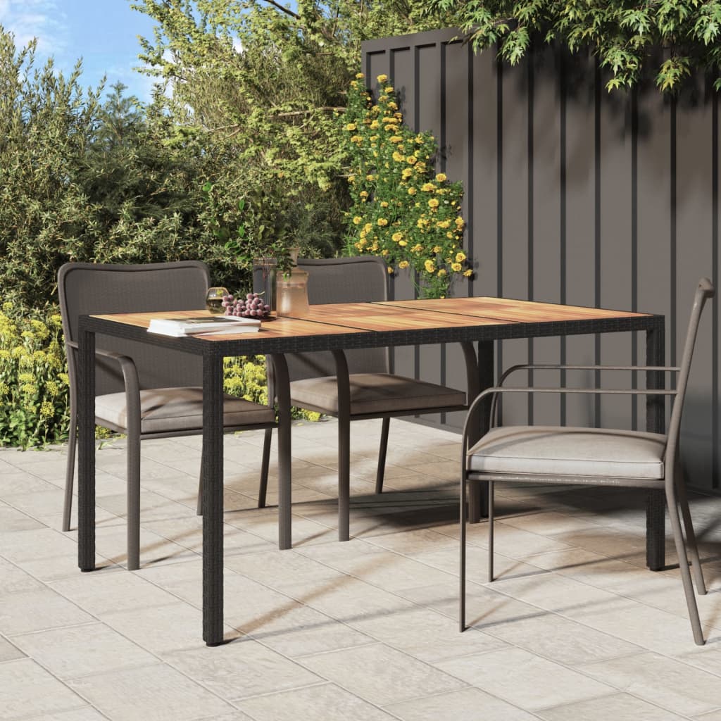 Tavolo da Giardino 150x90x75 cm Polyrattan Legno di Acacia Nero 316720