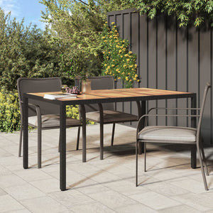 Tavolo da Giardino 150x90x75 cm Polyrattan Legno di Acacia Nero 316720