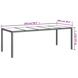 Tavolo Giardino Marrone 250x100x75cm VetroTemperato Polyrattan 316724