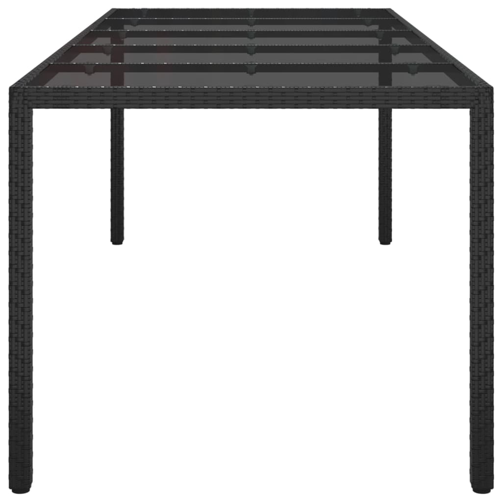 Tavolo Giardino Nero 250x100x75cm Vetro Temperato e Polyrattan  cod mxl 34280