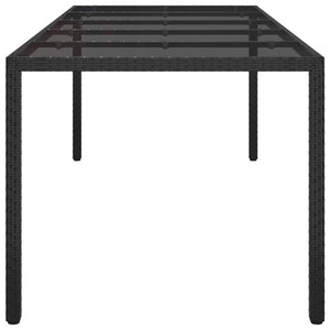 Tavolo Giardino Nero 250x100x75cm Vetro Temperato e Polyrattan  cod mxl 34280