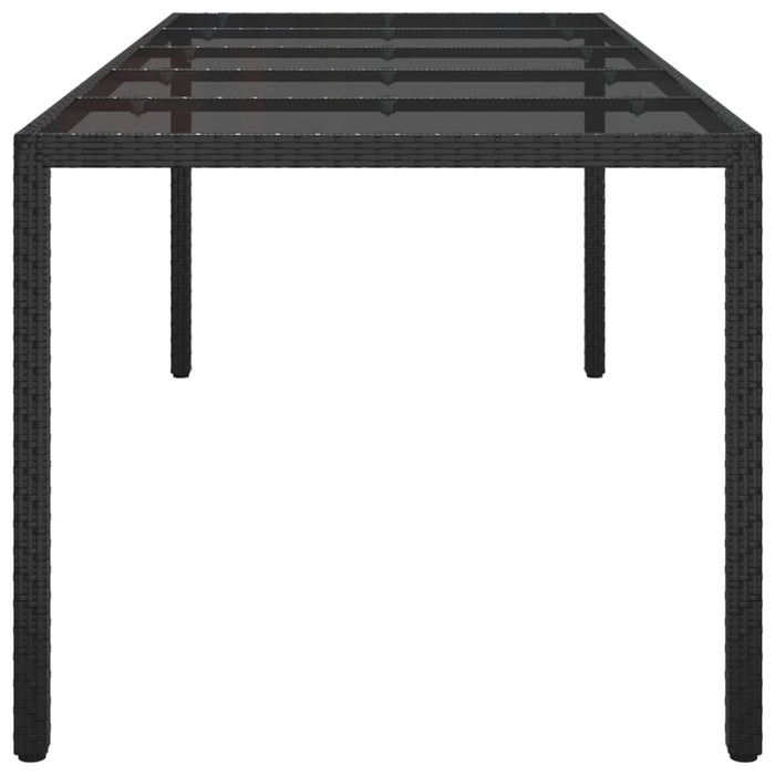 Tavolo Giardino Nero 250x100x75cm Vetro Temperato e Polyrattan  cod mxl 34280