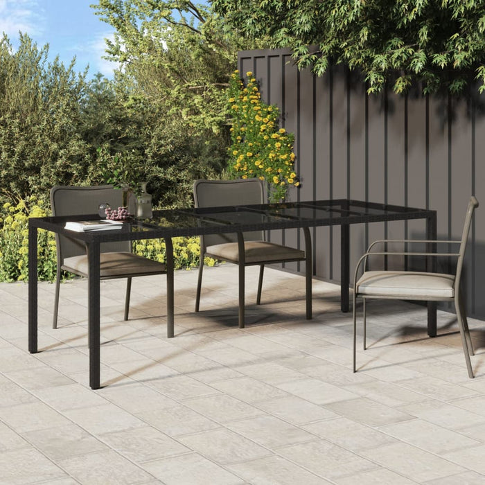 Tavolo Giardino Nero 250x100x75cm Vetro Temperato e Polyrattan  cod mxl 34280