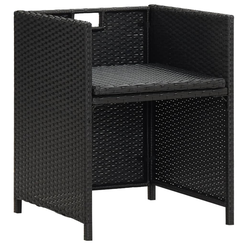 Sedie da Giardino 4 pz in Polyrattan Nero cod mxl 13969