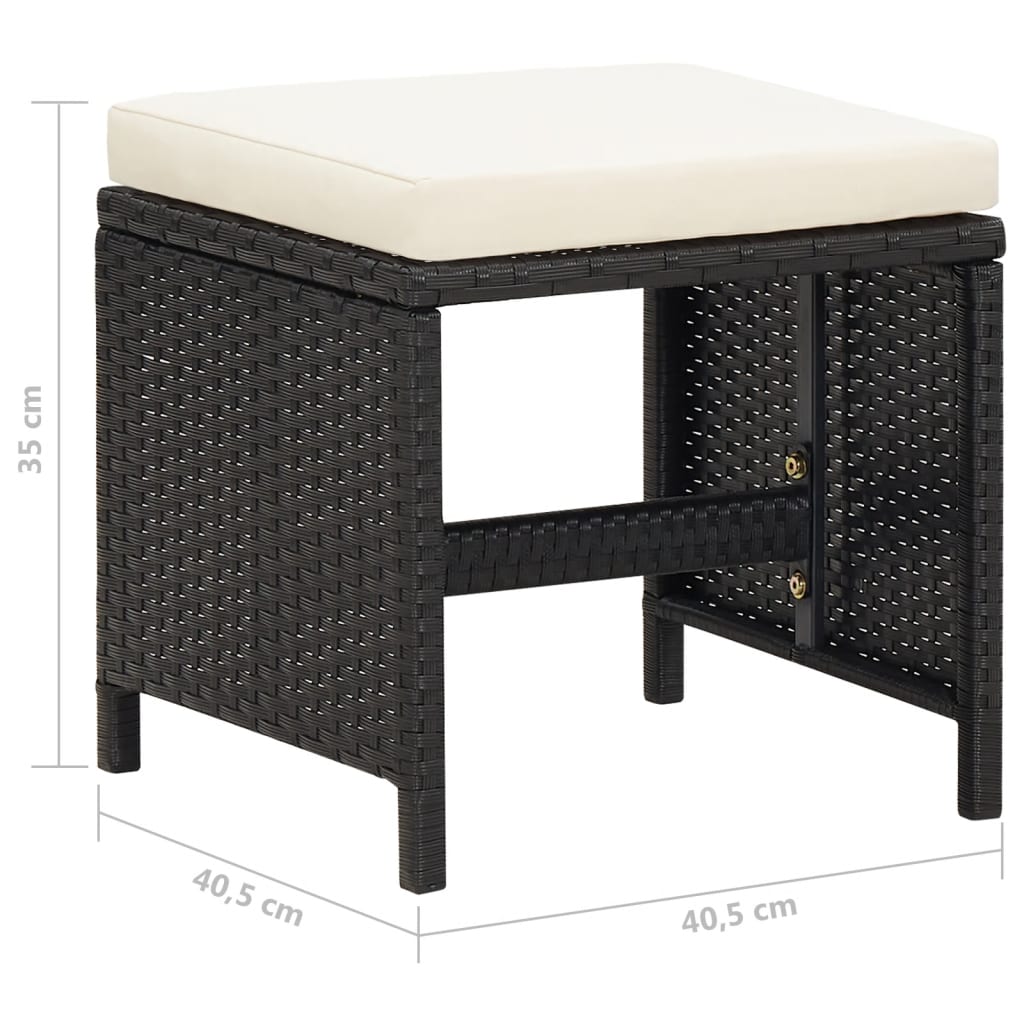 Sgabelli da Giardino 4 pz con Cuscini in Polyrattan Nero cod mxl 13975