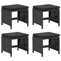 Sgabelli da Giardino 4 pz con Cuscini in Polyrattan Nero 316749