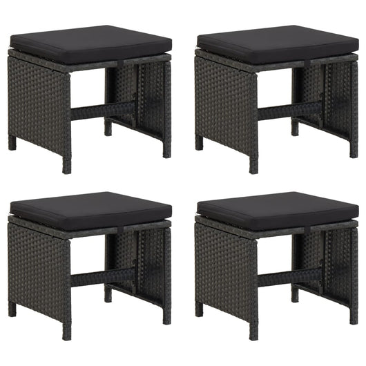 Sgabelli da Giardino 4 pz con Cuscini in Polyrattan Nero 316749