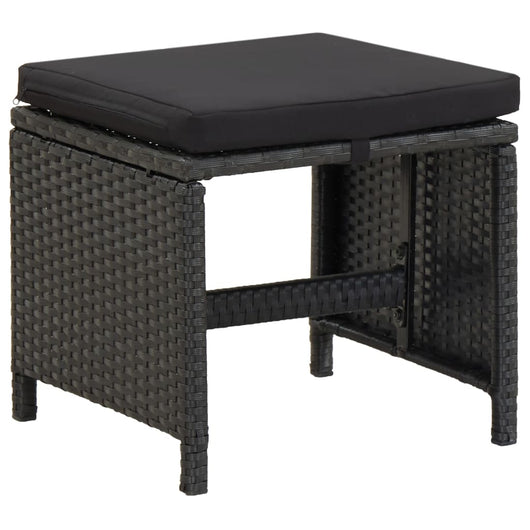 Sgabelli da Giardino 4 pz con Cuscini in Polyrattan Nero 316749