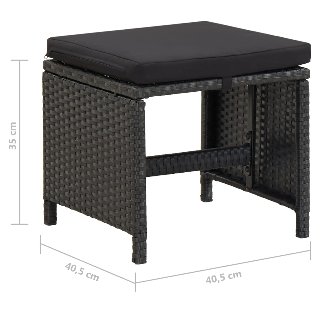 Sgabelli da Giardino 4 pz con Cuscini in Polyrattan Nero 316749