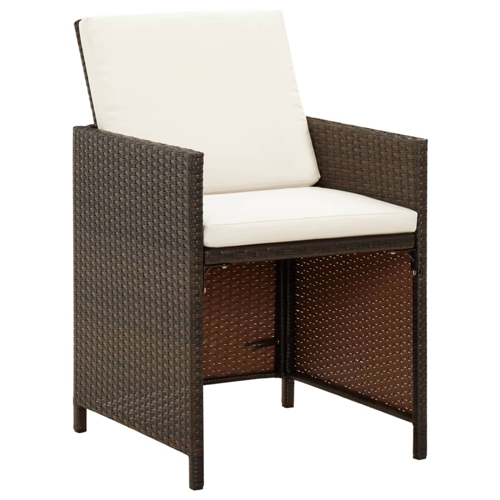 Sedie da Giardino con Cuscini 4 pz in Polyrattan Marrone 316776