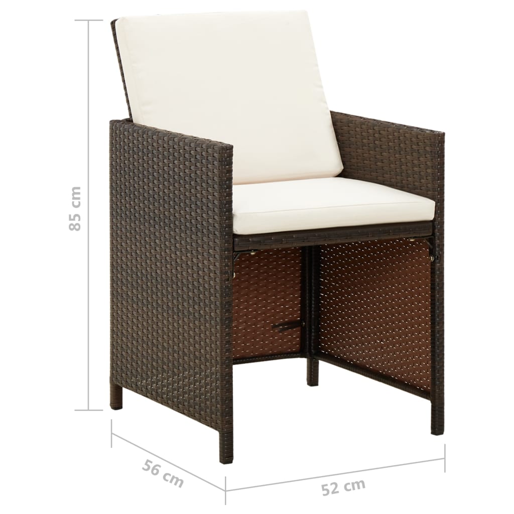 Sedie da Giardino con Cuscini 4 pz in Polyrattan Marrone 316776