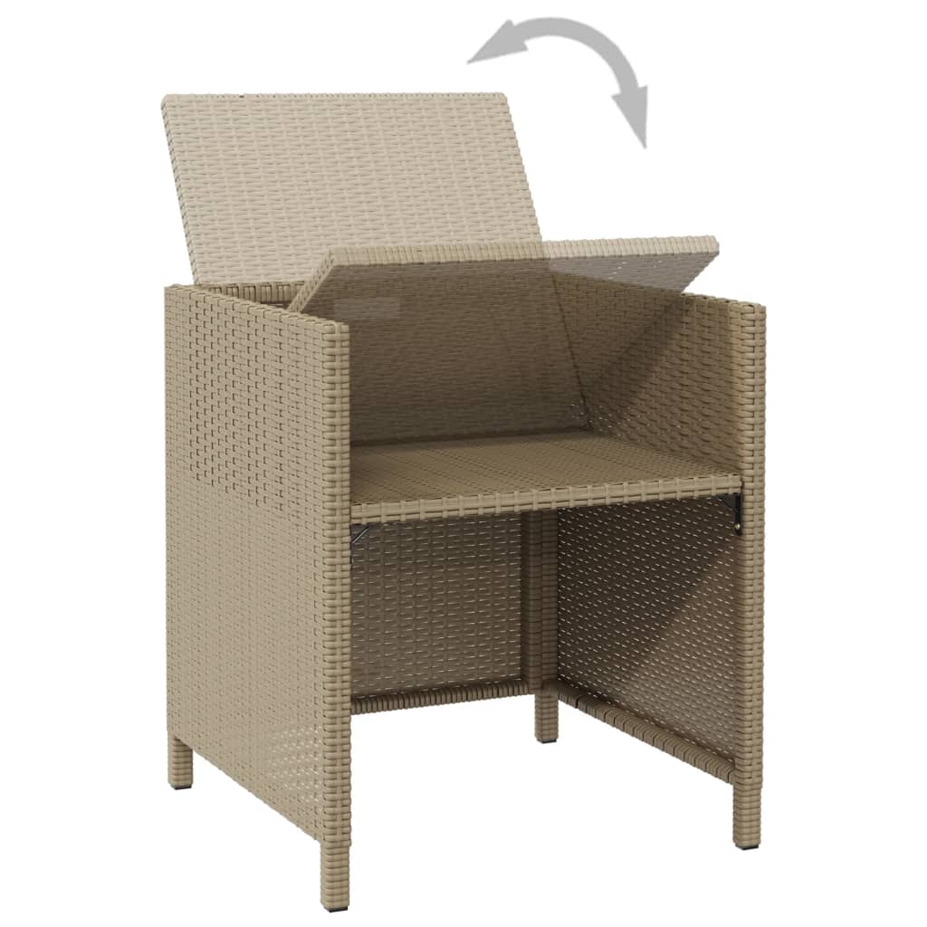 Sedie da Giardino con Cuscini 4 pz in Polyrattan Beige cod mxl 19480