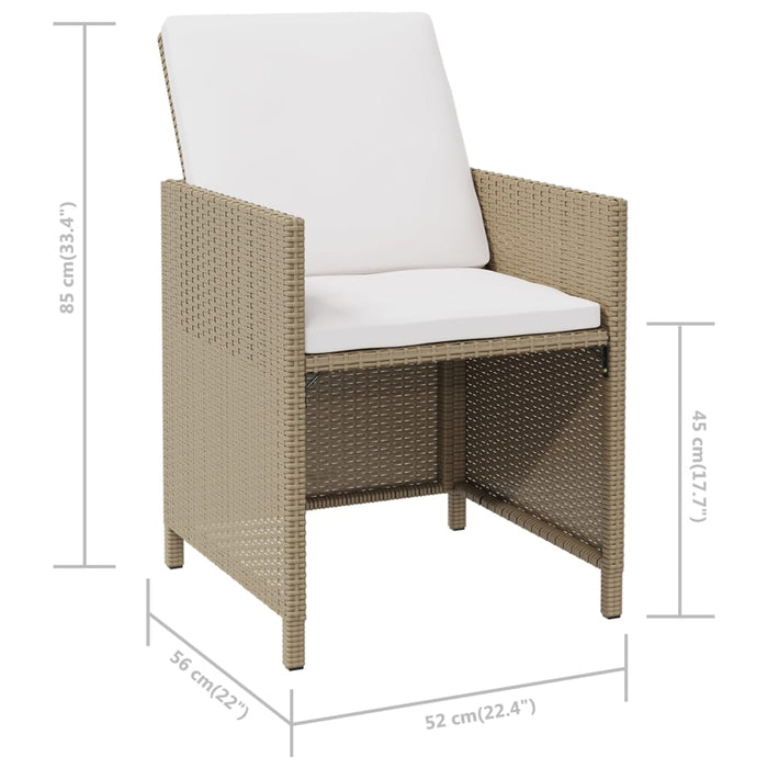 Sedie da Giardino con Cuscini 4 pz in Polyrattan Beige cod mxl 19480