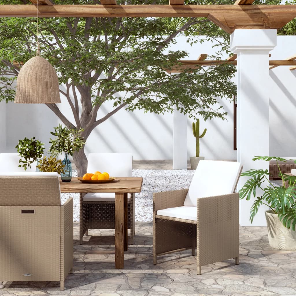 Sedie da Giardino con Cuscini 4 pz in Polyrattan Beige cod mxl 19480