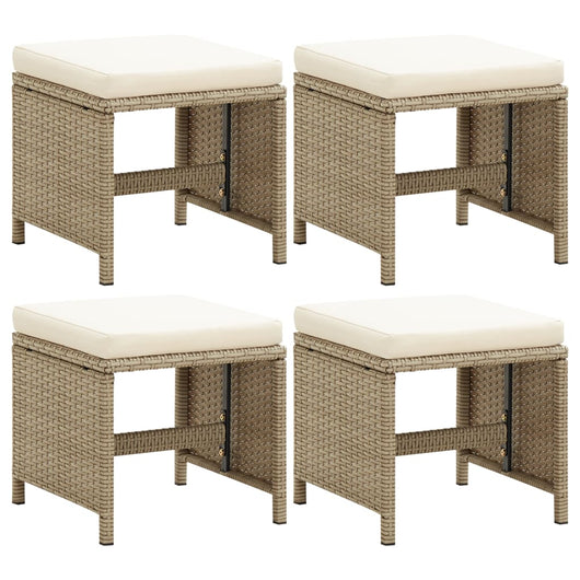 Sgabelli da Giardino 4 pz con Cuscini in Polyrattan Beige cod mxl 23199