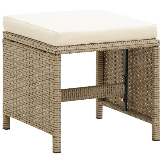 Sgabelli da Giardino 4 pz con Cuscini in Polyrattan Beige cod mxl 23199