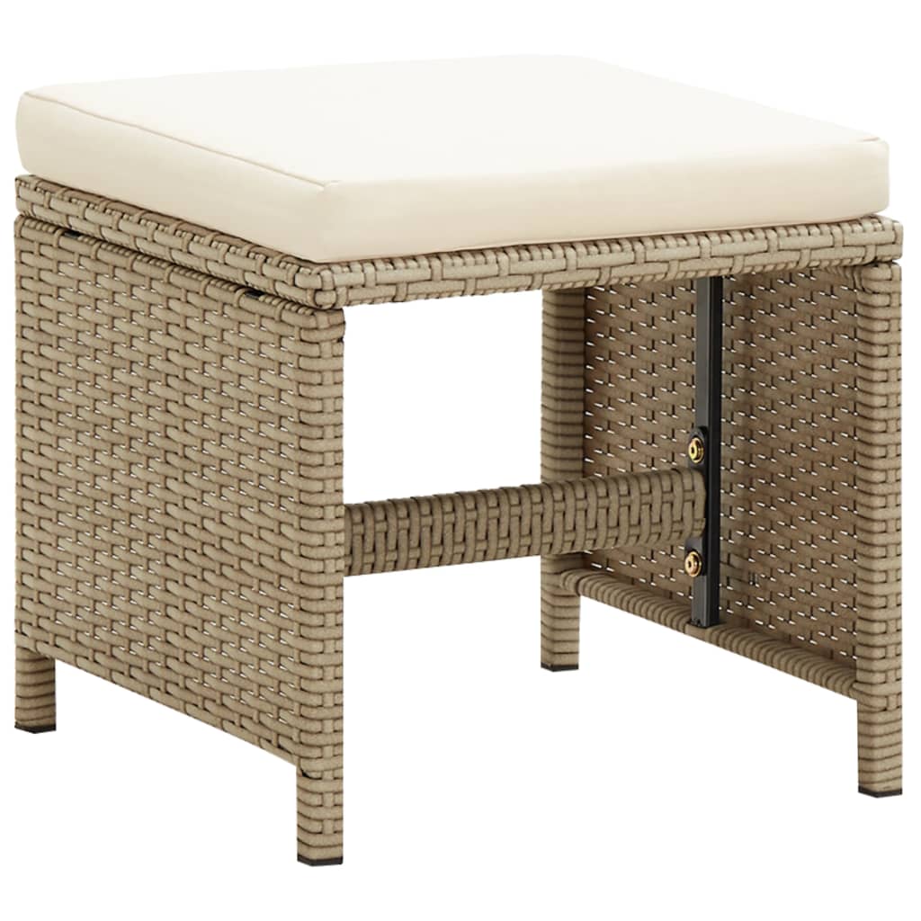 Sgabelli da Giardino 4 pz con Cuscini in Polyrattan Beige 316779