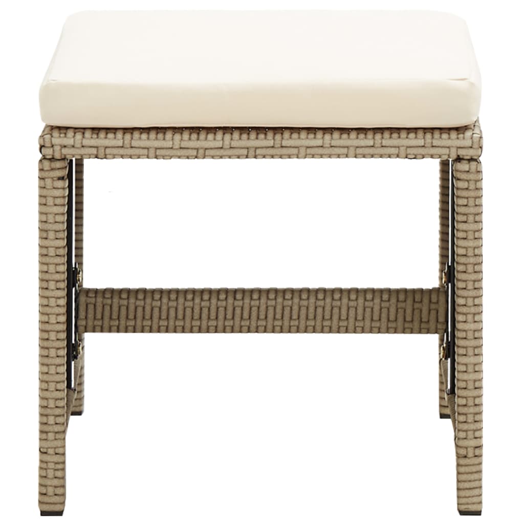 Sgabelli da Giardino 4 pz con Cuscini in Polyrattan Beige 316779