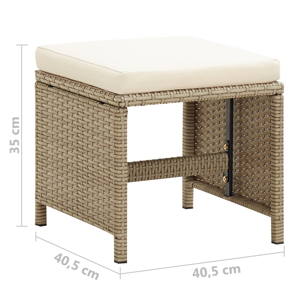 Sgabelli da Giardino 4 pz con Cuscini in Polyrattan Beige 316779