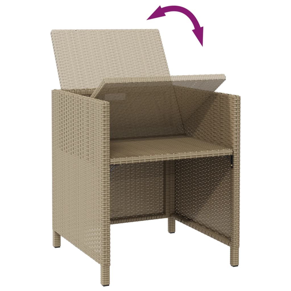 Sedie da Giardino con Sgabelli 2 pz in Polyrattan Beige 316781