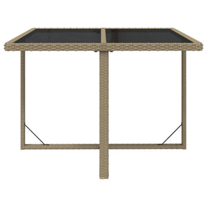 Tavolo da Giardino Beige 109x107x74 cm in Polyrattan e Vetro