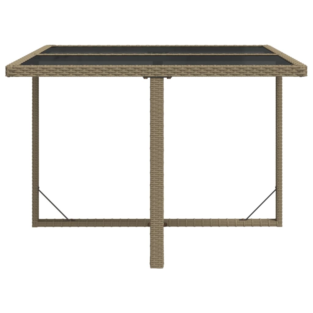 Tavolo da Giardino Beige 109x107x74 cm in Polyrattan e Vetro