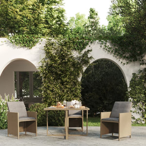 Tavolo da Giardino Beige 109x107x74 cm in Polyrattan e Vetro 316789