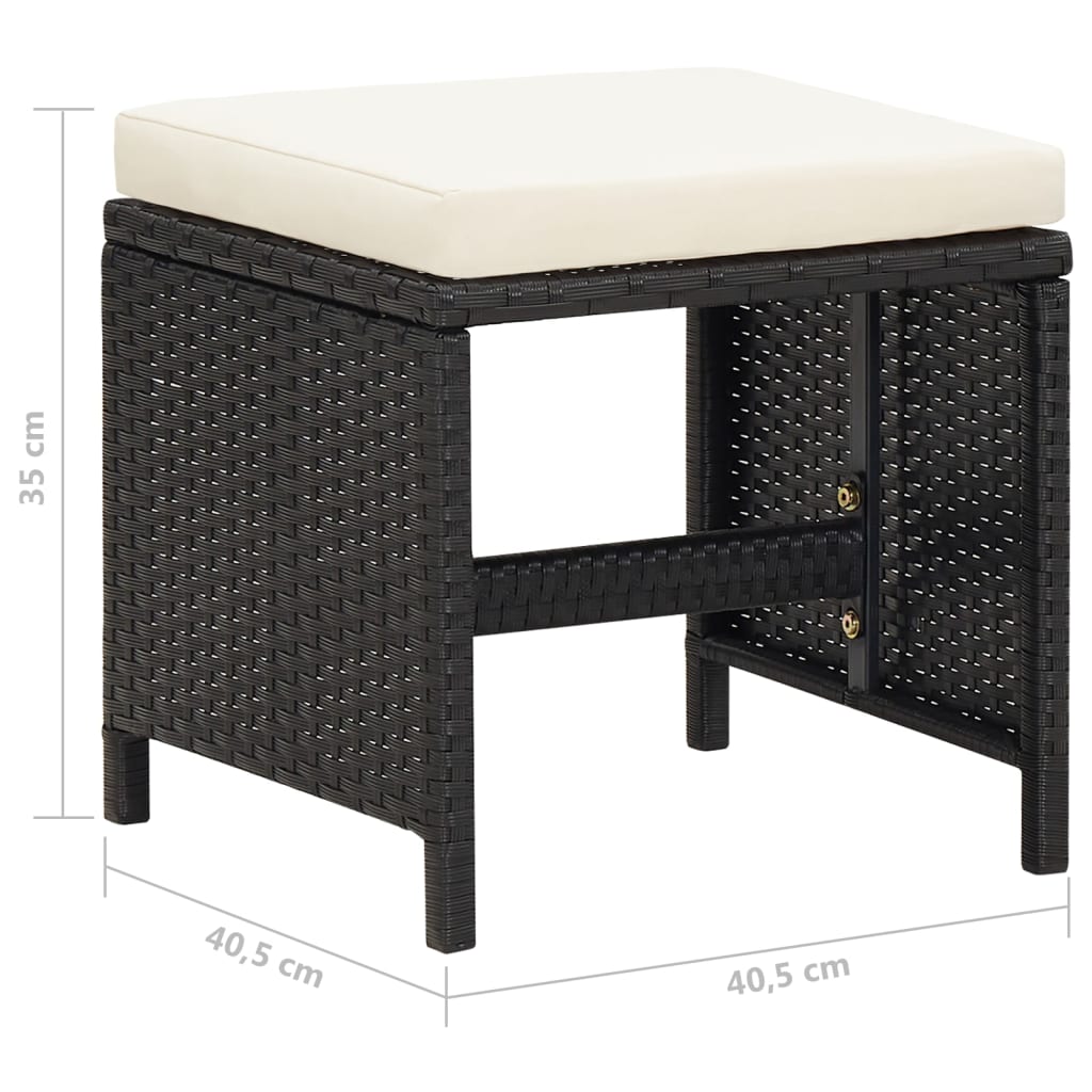 Sgabelli da Giardino 4 pz con Cuscini in Polyrattan Nero 316805