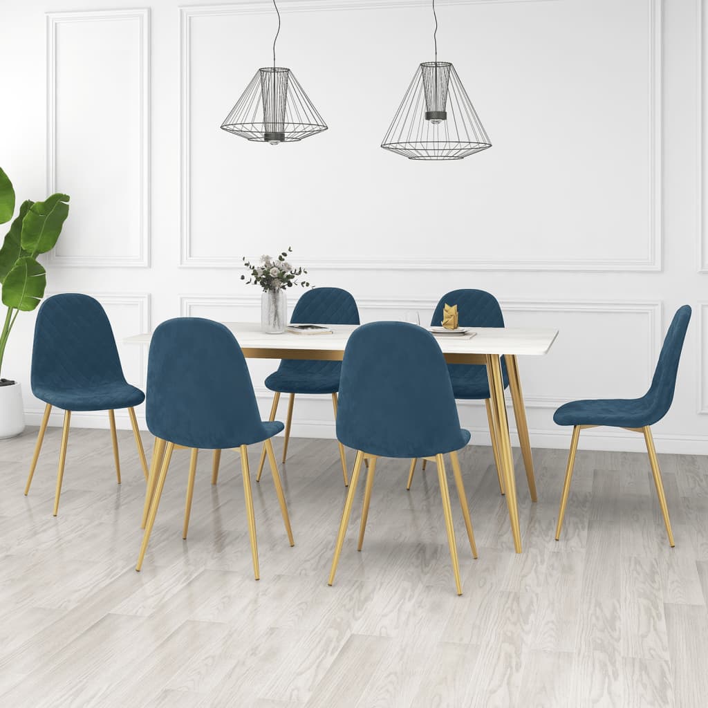 Sedie da Pranzo 6 pz Blu in Vellutocod mxl 72914