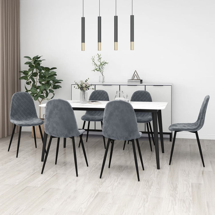 Sedie da Pranzo 6 pz Grigio Scuro in Velluto 3082882