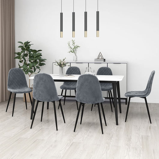 Sedie da Pranzo 6 pz Grigio Scuro in Vellutocod mxl 96902