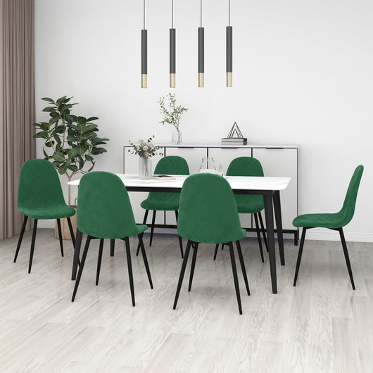 Sedie da Pranzo 6 pz Verde Scuro in Velluto 3082883