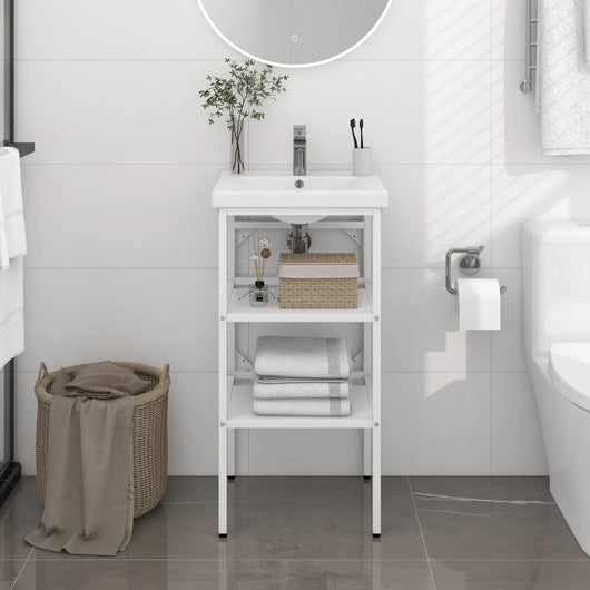 Struttura per Lavabo da Bagno Bianca 40x38x83 cm in Ferro cod mxl 66078