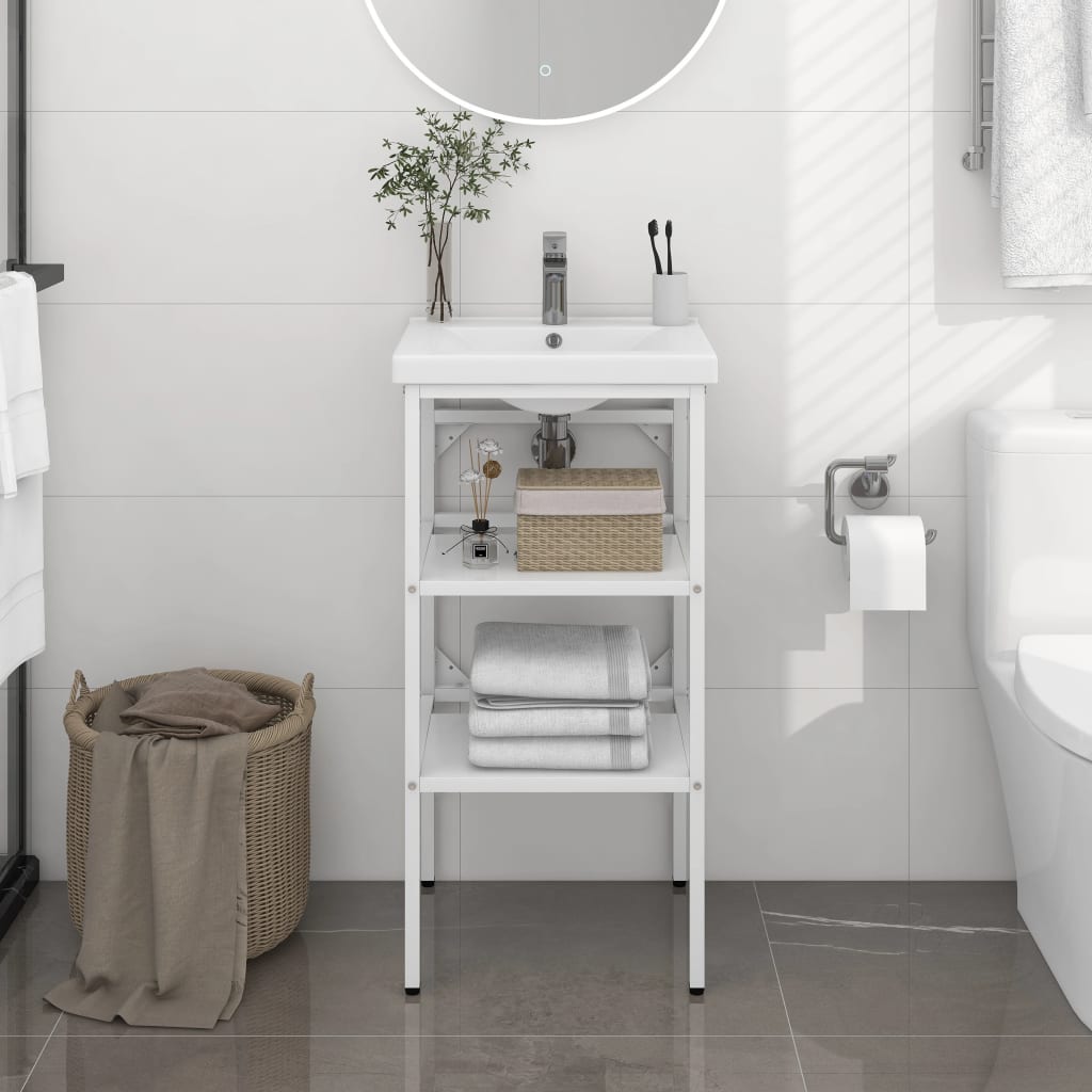 Struttura per Lavabo da Bagno Bianca 40x38x83 cm in Ferro 338484