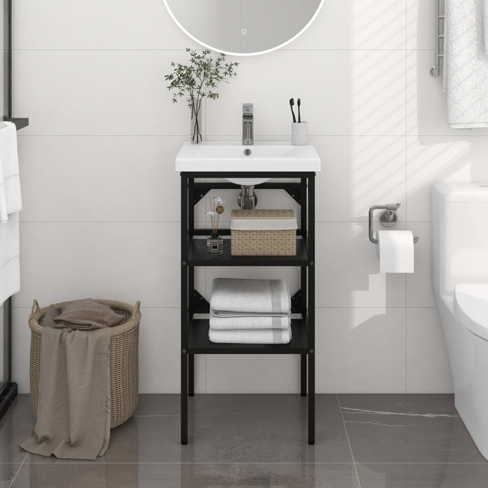 Struttura per Lavabo da Bagno Nera 40x38x83 cm in Ferro 338487